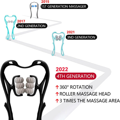 Grasling Neck Massager Neck Massager Roller Neck Roller Neck and Shoulder Handheld Massager with 6 Balls Massage Point (Black)