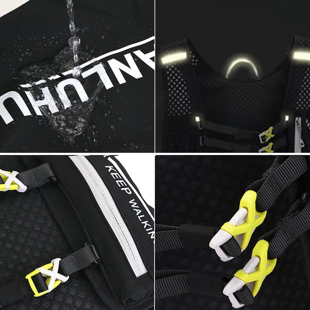 Lightweight Running Hydration Vest，Water Running Vest Pack with 1.5L Water Bladder ，Breathable Hydration Backpack for Running Cycling Hiking Marathon for Men Women (0001 Purple) (003 Black)