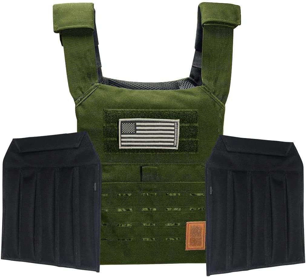 UBK MADE SPEED VEST Weighted Vest Woman Heavy-duty fabrics optimized for running and workouts 15lb sand plates (Green)