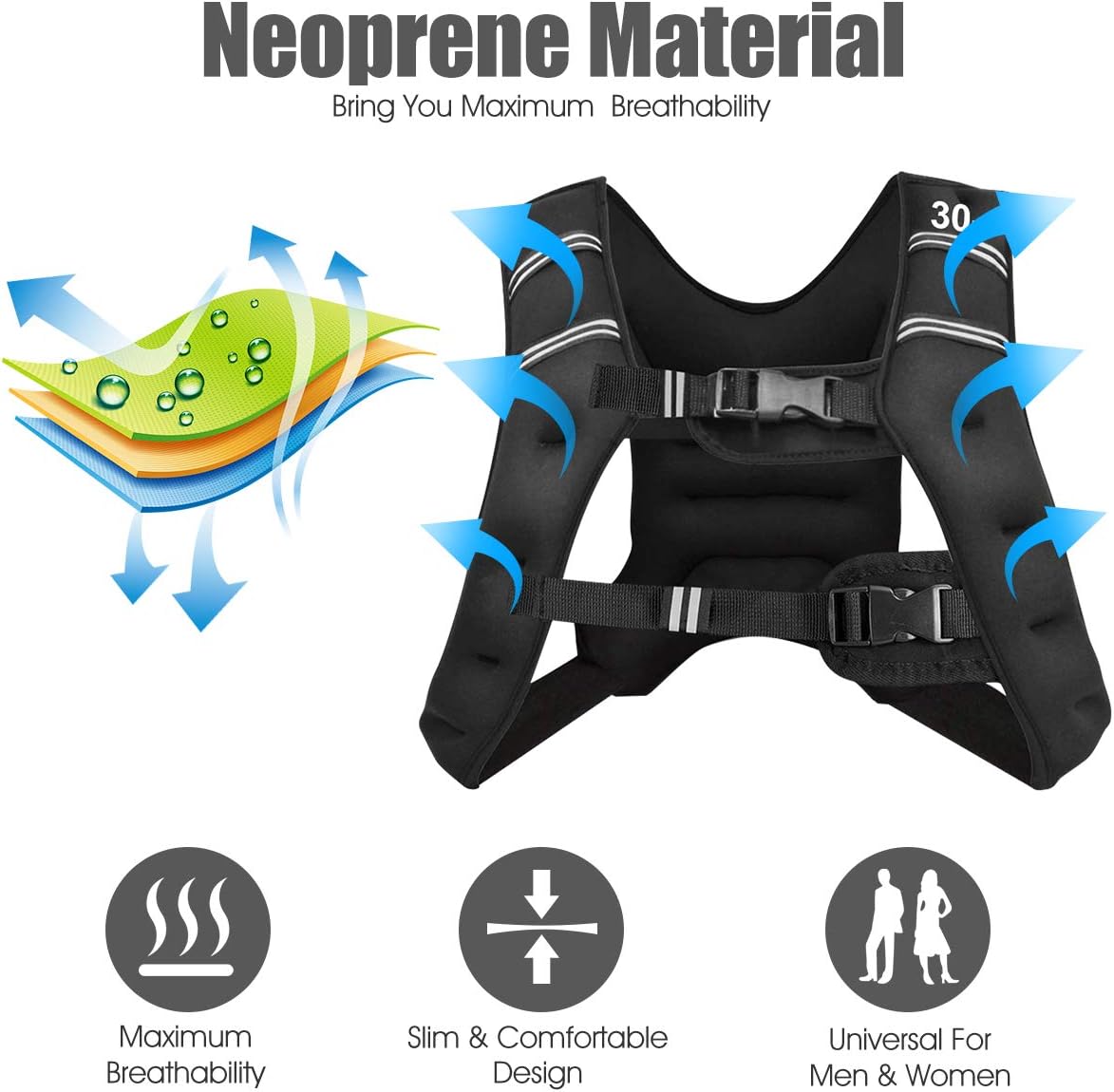 Goplus Weighted Vest 12lb/16lb/20lb/30lb Weight Vest Workout Equipment with Reflective Stripe for Fitness Strength Training Running Body West for Men Women Kids