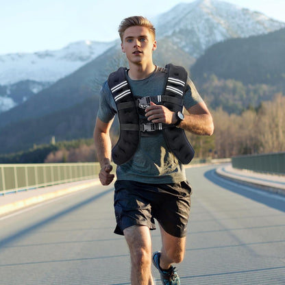 VEVOR Weighted Vest 30 lbs Weight Vest with Reflective Stripe Adjustable Buckle Body Weight Vest for Men Women Workout Equipment for Strength Training Running Jogging Fitness and Weight Loss