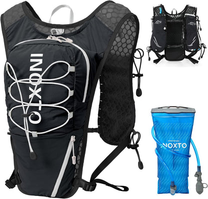 IX INOXTO Running Vest for Women Men Adjustable Chest Straps Running Hydration Vest Backpack with 500ml Soft Flask Lightweight Breathable Reflective Running Vest for Trail Running Hiking(Black)