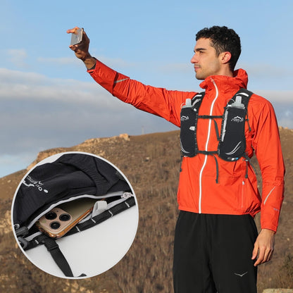 IX INOXTO Running Vest for Women Men Adjustable Chest Straps Running Hydration Vest Backpack with 500ml Soft Flask Lightweight Breathable Reflective Running Vest for Trail Running Hiking(Black)