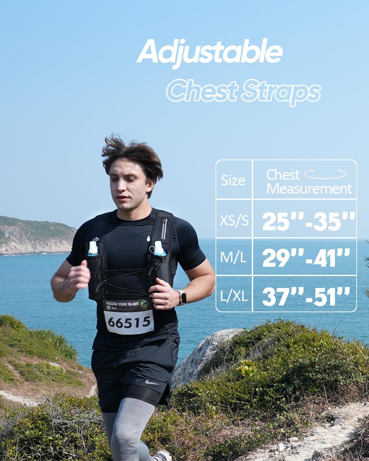 Running Vest for Women Men Adjustable Waistband Running Hydration Vest with 500ml Hydration Bottle Breathable Reflective Running Vest for Trail Running Hiking