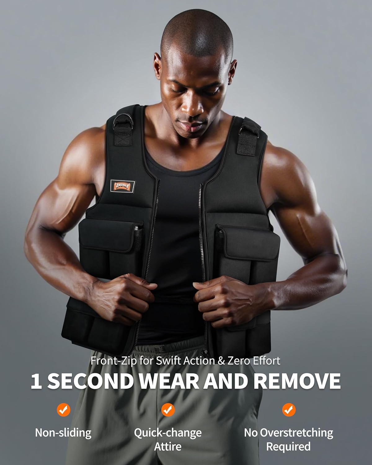 ZTTENLLY Adjustable Weighted Vest with Shoulder Pads-Adjustable Size-15/20/30/40/50lbs Body Weight Vest for Men & Women