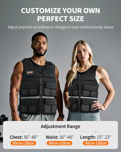 ZTTENLLY Adjustable Weighted Vest with Shoulder Pads-Adjustable Size-15/20/30/40/50lbs Body Weight Vest for Men & Women