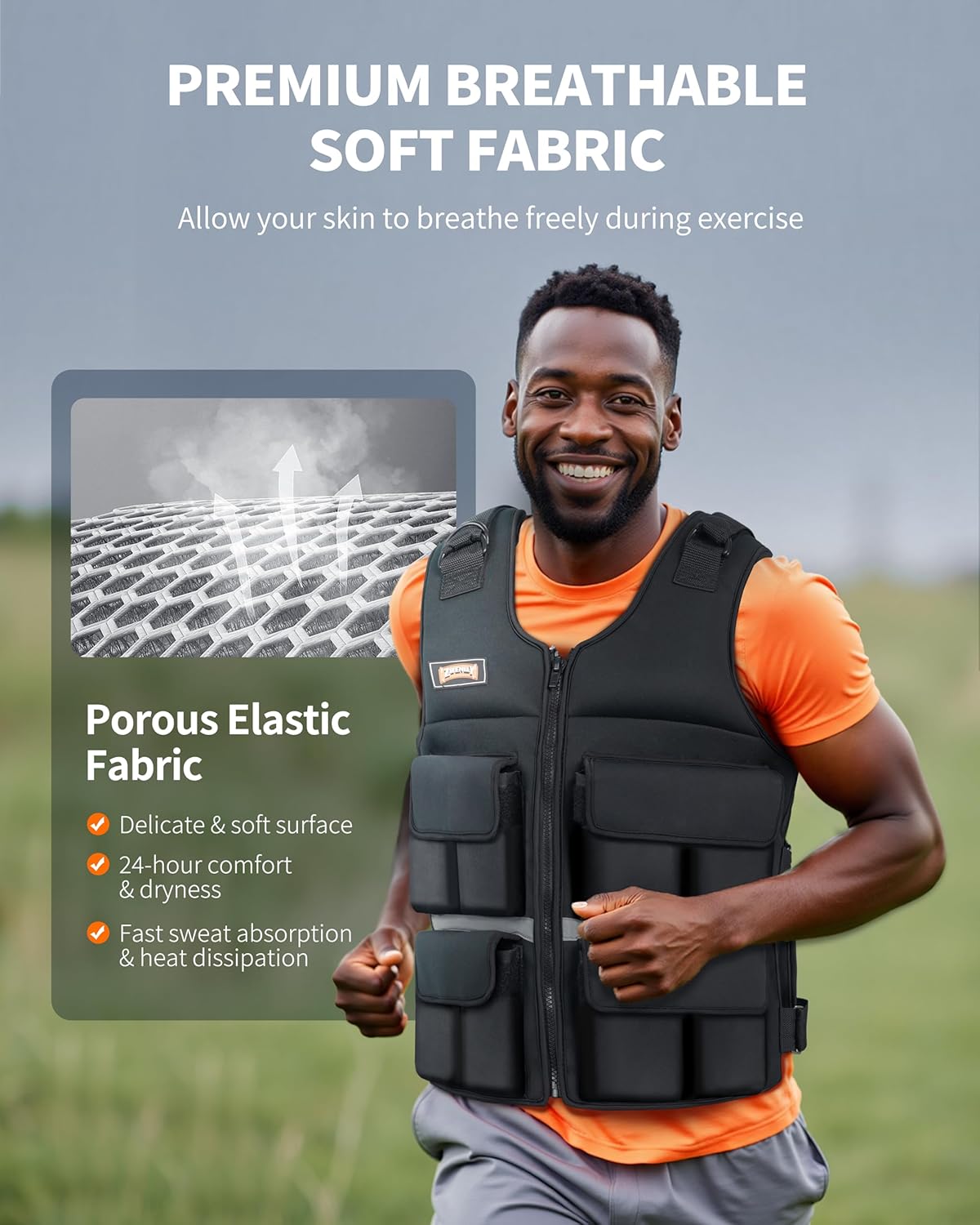 ZTTENLLY Adjustable Weighted Vest with Shoulder Pads-Adjustable Size-15/20/30/40/50lbs Body Weight Vest for Men & Women