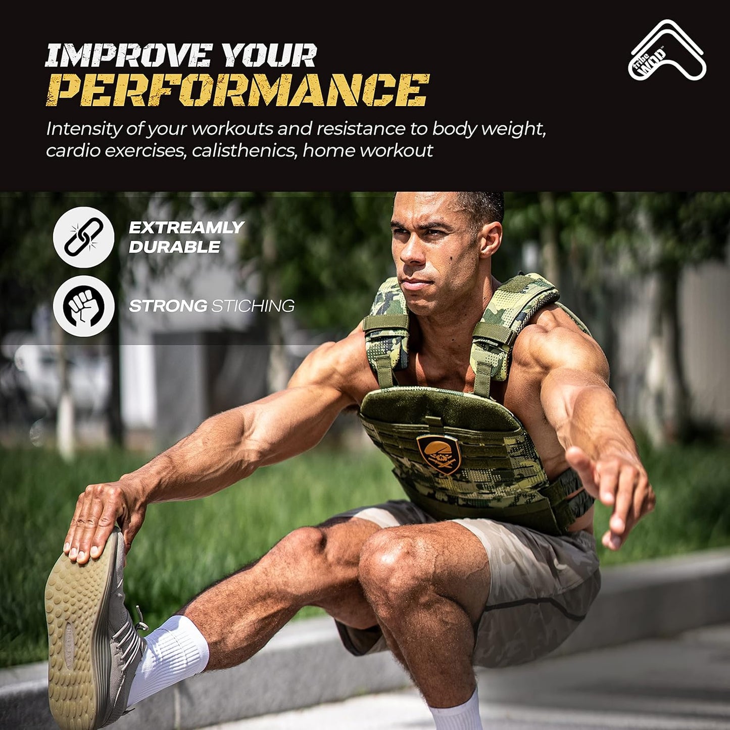 TRIBE WOD Adjustable Weighted Vest Weight Vest for Men and Women Workout Designed for Endurance Strength and Cross-Training Vest Training Weight Vest