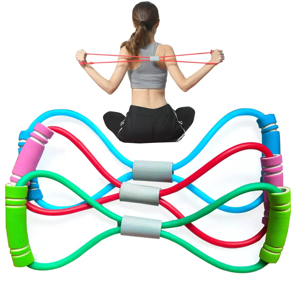 Fitness Figure 8 Yoga Pulling Rope Resistance Band & Arm Resistance Bands Workout Chest Arm and Shoulder Stretch Bands Exercise Equipment