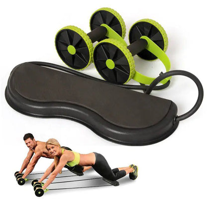 Double Wheel Ab Roller with Resistance Bands