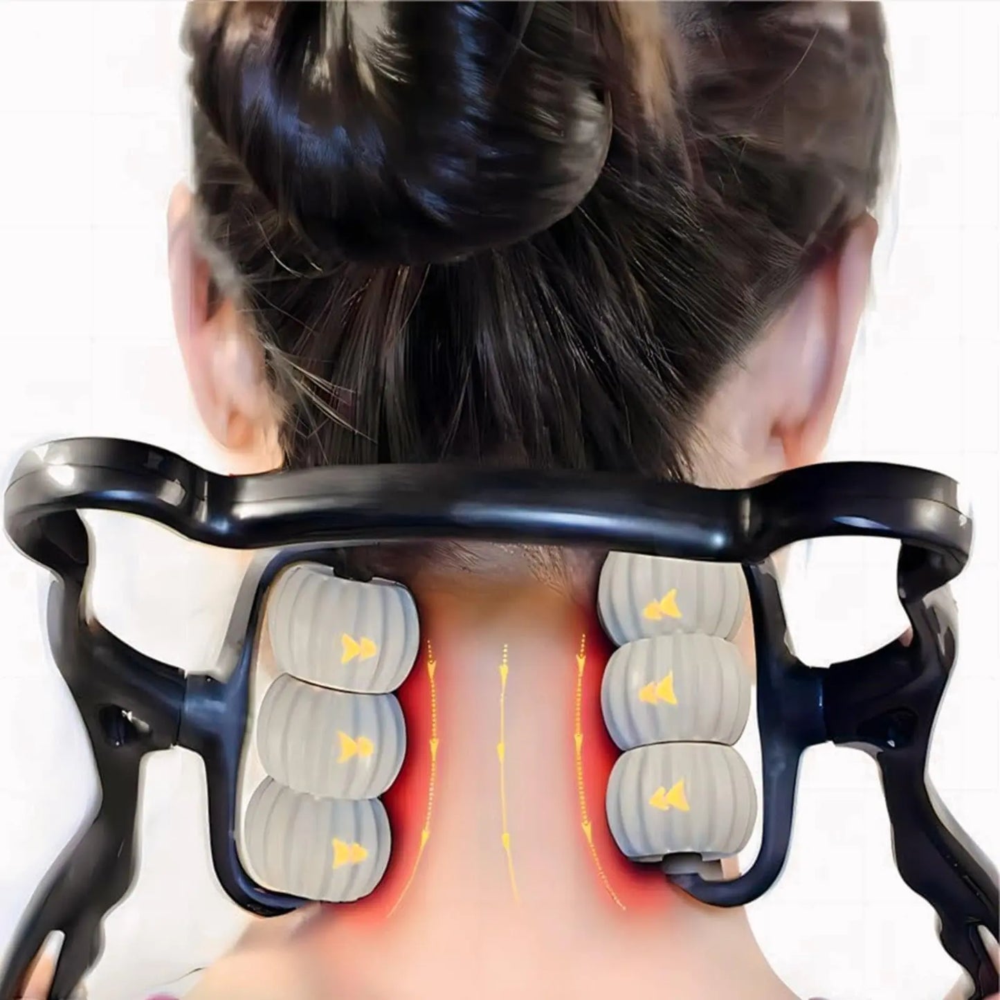 Grasling Neck Massager Neck Massager Roller Neck Roller Neck and Shoulder Handheld Massager with 6 Balls Massage Point (Black)